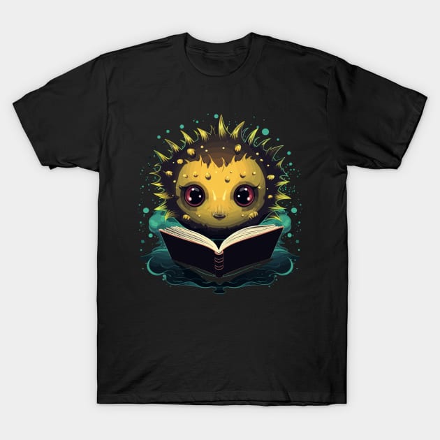 Puffer Fish Reads Book T-Shirt by JH Mart